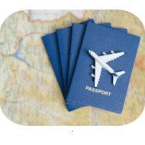 Travel and global contractor mobility passports plane