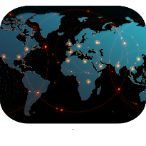 World map with different points marked on the map