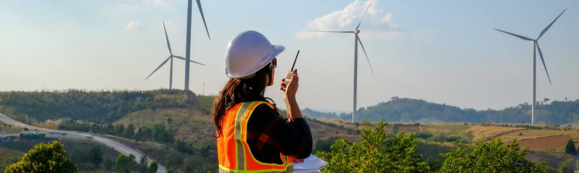 Women Engineer on the wind farm 