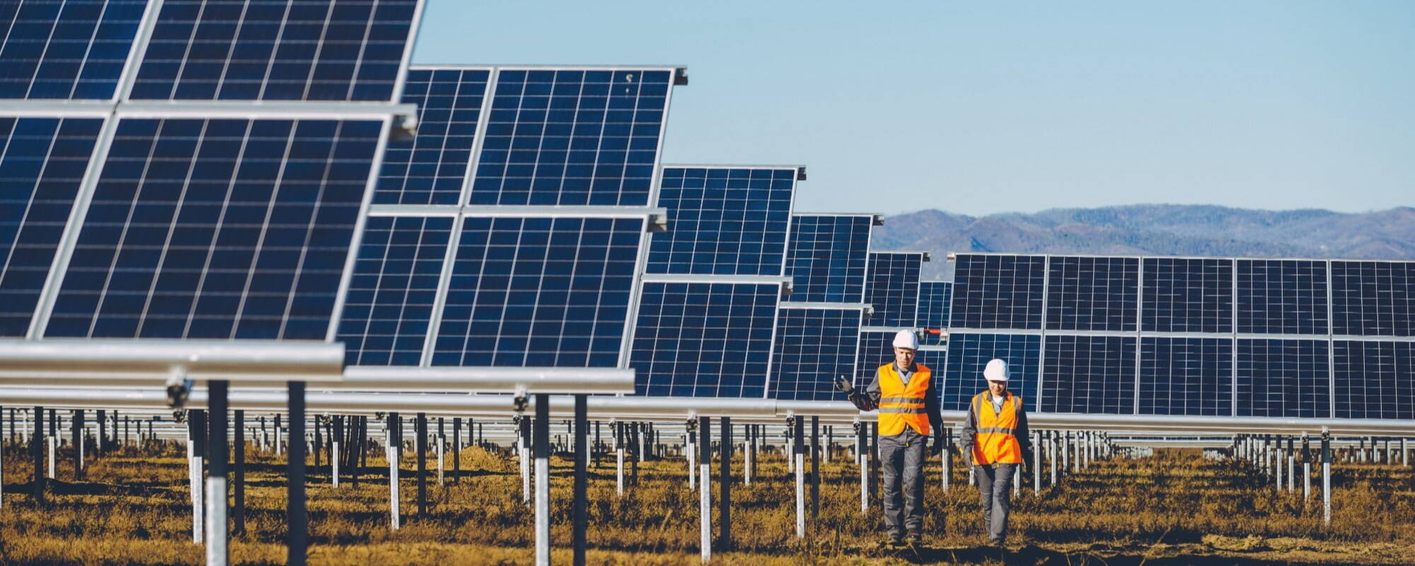 Solar panels and two engineers 